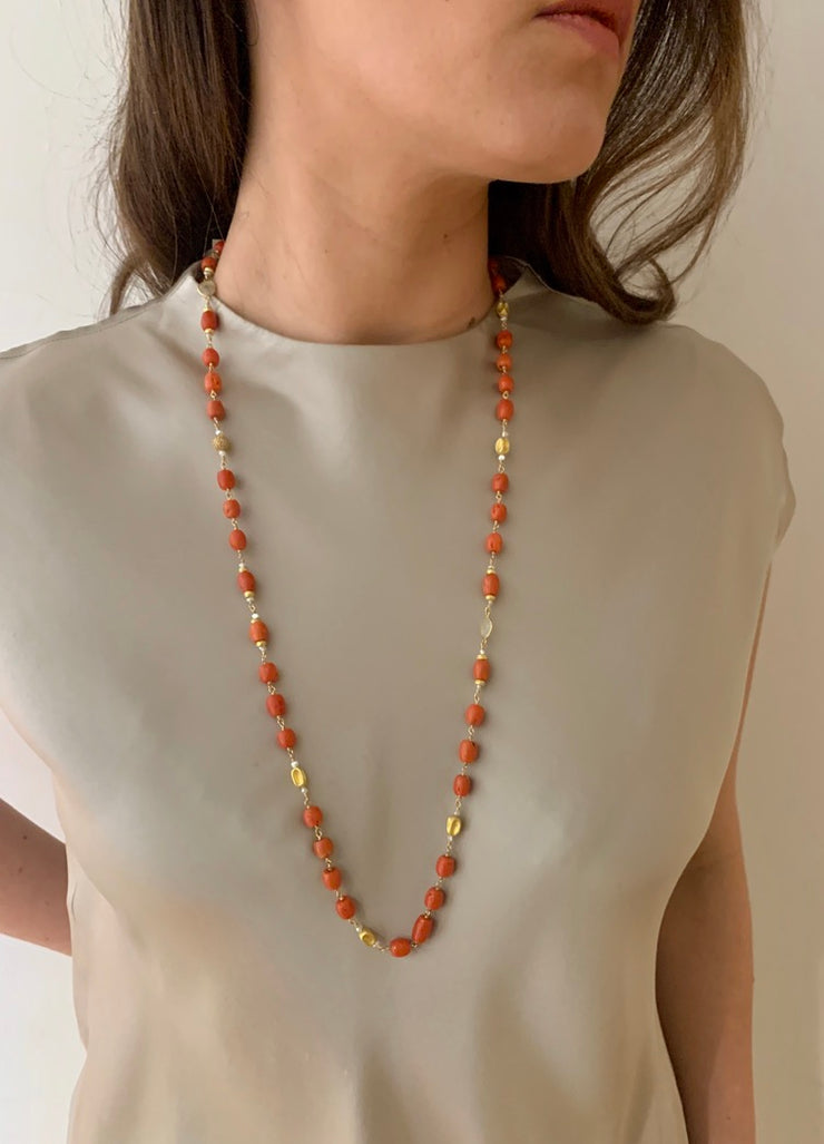 Orange coral necklaces - Hyderabad Jewels And Pearls - 3918460